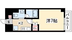 フローライト徳川 1Kの間取図画像