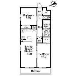 名古屋市千種区千種2丁目マンション 2LDKの間取図画像
