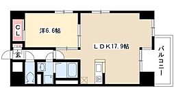 グラマシー白川公園 1LDKの間取図画像