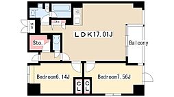 グランアベニュー栄 2LDKの間取図画像