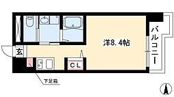 ピーステン名駅南 ワンルームの間取図画像
