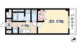 プレストンズ新栄 1Kの間取図画像