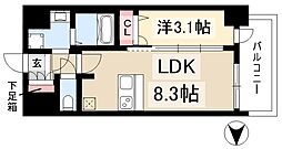 プレサンス栄フロント 1LDKの間取図画像