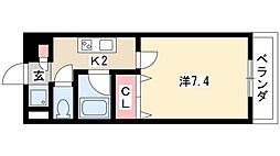 プロシード太閤通 1Kの間取図画像