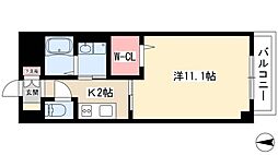 ウィル則武 1Kの間取図画像