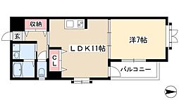 プロビデンス東片端 1LDKの間取図画像