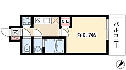 メインステージ名古屋ノースマーク 1Kの間取図画像