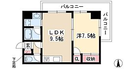 ゴールドハイツ渡辺 1LDKの間取図画像