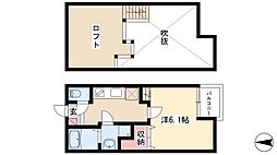 Creo庄内通 1Kの間取図画像