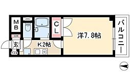 シャンポール大須 1Kの間取図画像