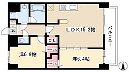 トレヴィ高岳 2LDKの間取図画像