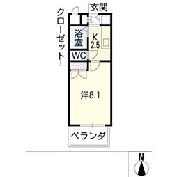 リエス伏見 1Kの間取図画像