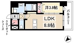 プレサンスTHE新栄 1LDKの間取図画像