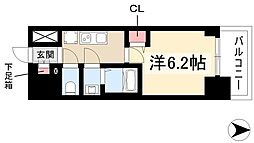 プレサンス葵デュリス 1Kの間取図画像