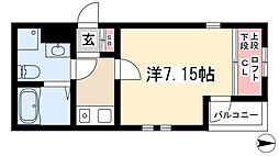 アムール青柳 1Kの間取図画像