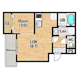 ジーメゾン名古屋中川グレイス 1LDKの間取図画像