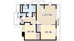 シャルム林 2LDKの間取図画像