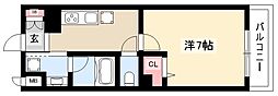 アムール千原 1Kの間取図画像