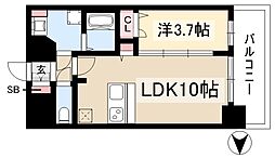 プレサンス太閤通駅前デュプル 1LDKの間取図画像