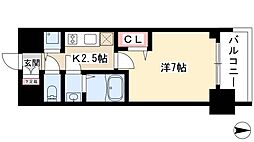 プレサンスジェネ丸の内 1Kの間取図画像
