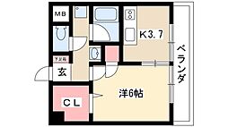 さくら館本陣 1Kの間取図画像