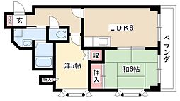 サンコート柳橋 2LDKの間取図画像