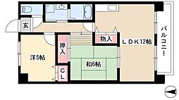 パラシオン車道西館 2LDKの間取図画像
