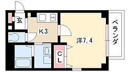 アネックスヒライ 1Kの間取図画像