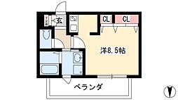プレサンス金山グリーンパークス ワンルームの間取図画像