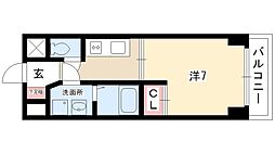 プレディアスタイル白川公園 1Kの間取図画像