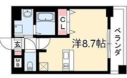 プレサンス名古屋STATIONビジュ ワンルームの間取図画像