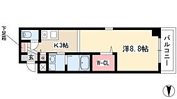 丸の内エンブルコート 1Kの間取図画像