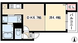 グランコンフォール米野1 1DKの間取図画像