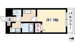 ルミエール 1Kの間取図画像