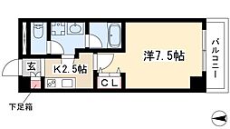 メリヴ鶴舞 1Kの間取図画像