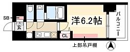 プレサンス名古屋ルクソリア 1Kの間取図画像