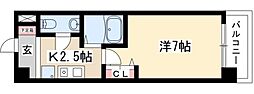 パークフラッツ金山 1Kの間取図画像