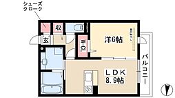 エポラール東別院 1LDKの間取図画像