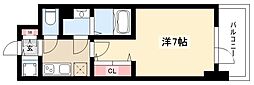 エスリード今池ルミナス 1Kの間取図画像