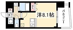 プレサンスサカエリバースタイル ワンルームの間取図画像