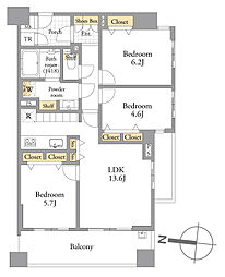 サーパス芦花公園 3LDKの間取図画像