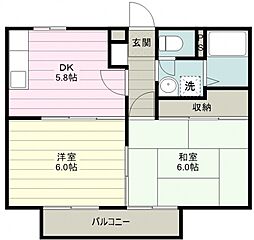 マイネリーベ 2階2DKの間取り