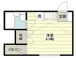 ジュネス・有栖川 ワンルームの間取図画像