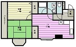 プリミエール田辺 2LDKの間取図画像
