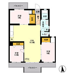 ハイツ南 3LDKの間取図画像
