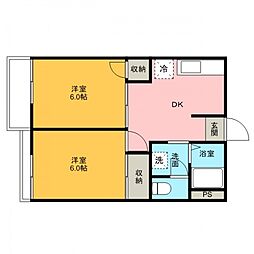 サンライズFUJI2 2DKの間取図画像