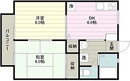 シティハイツサイキ 2DKの間取図画像