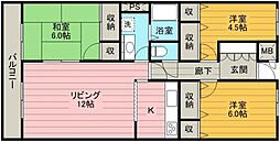 山崎第6ビル 3LDKの間取図画像