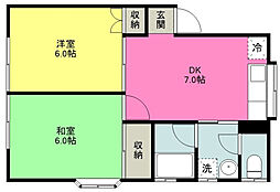 コーポミサワ 2DKの間取図画像