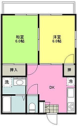 G・Kハイツ 2DKの間取図画像
